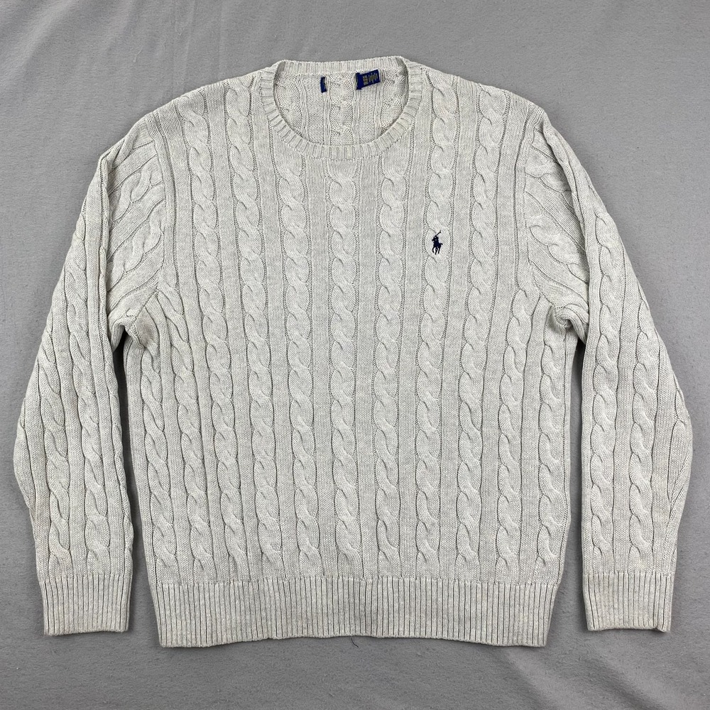 Polo Ralph Lauren Mens Sweater 2XL Cable Knit Cotton fisherman Preppy NEW